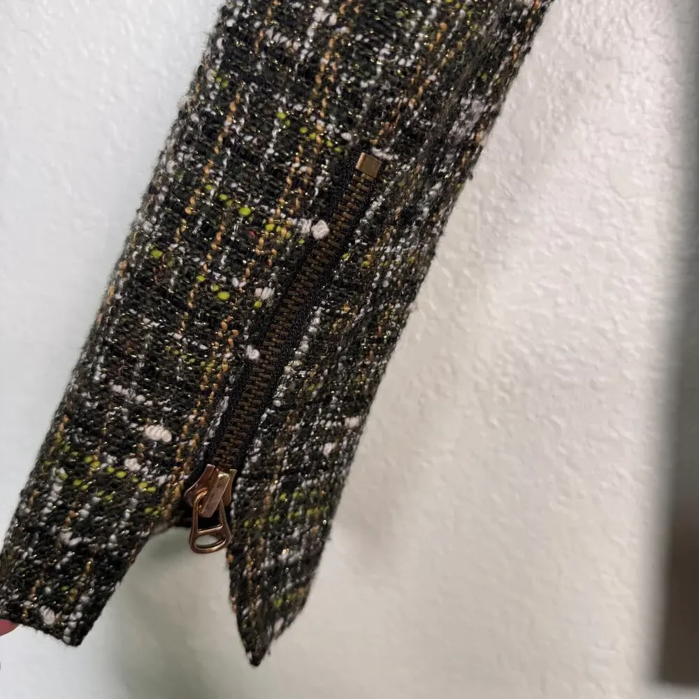 Etcetera Jacket Womens 4 Metallic Tweed Coat Academia Preppy Zipper Detail - Picture 8 of 13